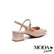 低跟鞋 MODA Luxury 復古小知性亮面方頭細帶低跟鞋－米 product thumbnail 4