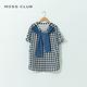 【MOSS CLUB】格紋假兩件披肩設計-女短袖襯衫(藍色/版型適中) product thumbnail 5