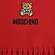 MOSCHINO 義大利製美麗諾羊毛小熊圖騰字母LOGO刺繡圍巾(紅色) product thumbnail 6