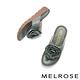 拖鞋 MELROSE 美樂斯 質感花朵造型全真皮夾腳厚底拖鞋－藍 product thumbnail 5