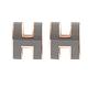 HERMES H POP款LOGO圓弧型耳針式耳環(灰/玫瑰金) product thumbnail 2
