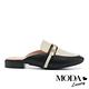 拖鞋 MODA Luxury 簡約個性撞色金屬飾釦低跟穆勒拖鞋－黑 product thumbnail 3