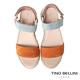 Tino Bellini 西班牙進口繽紛色調牛麂皮麻邊厚底涼鞋-橘 product thumbnail 4