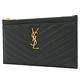 YSL Saint Laurent Monogram 金屬LOGO粒紋小牛皮拉鍊手拿包/簡式長夾(墨綠) product thumbnail 3