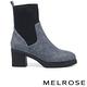 短靴 MELROSE 美樂斯 率性懷舊感拼接飛織高跟短靴－藍 product thumbnail 3