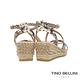 Tino Bellini 西班牙進口蛇紋細帶草編楔型涼鞋-米白 product thumbnail 5