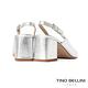 Tino Bellini 義大利進口V型鞋口後釦帶尖頭粗跟鞋_銀 product thumbnail 5