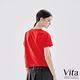 【Vita】高含棉立體圖案五分袖上衣-紅 product thumbnail 4