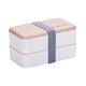 OMG 木紋系列 日式雙層便當盒 分格便攜飯盒 可微波爐加熱午餐盒 1.2L（附筷勺） product thumbnail 3