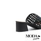 拖鞋 MODA Luxury 簡約質感鏤空編織穆勒粗高跟拖鞋－黑 product thumbnail 4