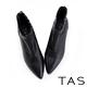 TAS 線條縮口羊皮尖頭高跟短靴 黑色 product thumbnail 4