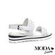 涼鞋 MODA Luxury 率性沖孔撞色底台設計牛皮厚底涼鞋－白 product thumbnail 4