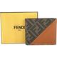 FENDI FF 帆布拼接牛皮8卡對折短夾(棕色) product thumbnail 5