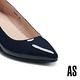 高跟鞋 AS 極簡高雅牛漆皮尖頭楔型高跟鞋－藍 product thumbnail 6