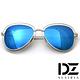 DZ 飾線大框彩球腳 抗UV 太陽眼鏡墨鏡(銀框冰藍膜) product thumbnail 3