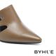 穆勒鞋 BYHUE 簡約大人系時髦簍空牛皮軟芯尖頭高跟穆勒拖鞋－綠 product thumbnail 6