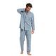 睡衣 紳士藍格紋 男性長袖兩件式睡衣(R08216-10藍) 蕾妮塔塔 product thumbnail 2