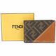 FENDI FF 帆布拼接牛皮證件夾層對折短夾(棕色) product thumbnail 5