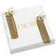 Christian Dior J'ADIOR經典 LOGO氣質款流蘇珠珠垂墜耳環(古銅金) product thumbnail 5