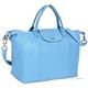 LONGCHAMP Le pliage Cuir 短把皮革摺疊兩用包(中/水藍色) product thumbnail 3