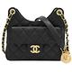 CHANEL Hobo Bag 經典雙C LOGO小牛皮金練斜背包/小號流浪包(黑/金) product thumbnail 2