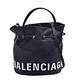 BALENCIAGA 經典品牌LOGO尼龍抽繩手提/斜背水桶包(黑色) product thumbnail 2