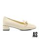 高跟鞋 AS 質感日常珍珠鏈羊皮方頭樂福高跟鞋－白 product thumbnail 3