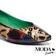 低跟鞋 MODA Luxury 時髦豹紋不對稱拼接軟漆牛皮尖頭低跟鞋－黑 product thumbnail 6