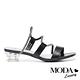拖鞋 MODA Luxury 時尚品味燙鑽條帶透明造型低跟拖鞋－黑 product thumbnail 3