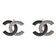 CHANEL 經典異材質各半雙C LOGO造型夾式耳環(黑/銀色) product thumbnail 2