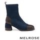 短靴 MELROSE 美樂斯 率性時髦丹寧拼接牛皮方頭高跟短靴－藍 product thumbnail 3
