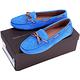 BOTTEGA VENETA 麂皮編織綁帶莫卡辛鞋(藍色) product thumbnail 5