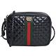 GUCCI Quilted GG LOGO 菱格紋牛皮綠紅綠織帶相機/斜背包(黑/小/536441) product thumbnail 2