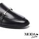 低跟鞋 MODA Luxury 復古文青金屬條釦全真皮樂福低跟鞋－黑 product thumbnail 6