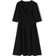 初色 圓領素色寬鬆顯瘦法式褶皺連身裙洋裝-黑色-32964(M-XL可選) product thumbnail 2