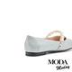 平底鞋 MODA MODAY 優雅可拆式珍珠金鏈全真皮方頭平底鞋－藍 product thumbnail 4