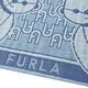 FURLA 日本製繽紛品牌小熊圖騰字母LOGO100%棉大方巾(藍色系) product thumbnail 4