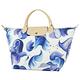 LONGCHAMP SPLASH水花圖案棉質帆布短提把手提包(中/藍) product thumbnail 3