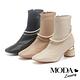 短靴 MODA Luxury 氣質純色金屬珍珠踝鏈彈力皮革方頭短靴－黑 product thumbnail 7