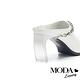 拖鞋 MODA Luxury 復古時尚鱷魚紋真皮高跟拖鞋－白 product thumbnail 4