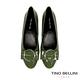 Tino Bellini亮澤牛漆皮金屬釦低跟娃娃鞋_綠 product thumbnail 4