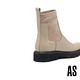 短靴 AS 率性時髦純色拼接牛皮切爾西厚底短靴－可可 product thumbnail 4