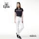 【Lynx Golf】女款吸濕排汗抗UV合身版鎖鍊金箔印花短袖立領POLO衫-深藍色 product thumbnail 4