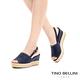 Tino Bellini巴西進口蛇紋魚口麻編楔型涼鞋_藍 product thumbnail 7