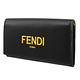 FENDI 經典文字牛皮翻蓋多卡長夾(黑/黃) product thumbnail 3