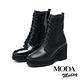 短靴  MODA MODAY 質感率性牛皮造型綁帶水台高跟短靴－黑 product thumbnail 7