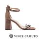 VINCE CAMUTO-WINDERLY真皮動物紋一字繫踝帶粗高跟涼鞋-絨灰色 product thumbnail 3