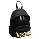 MOSCHINO 菱格紋縫線金色LOGO尼龍後背包(小-黑) product thumbnail 2