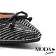 低跟鞋 MODA Luxury 華麗閃耀雙色水鑽蝴蝶結尖頭低跟鞋－黑 product thumbnail 6