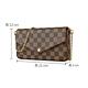 LV N63032棋盤格LOGO Damier Ebène帆布鏈帶扣式斜背手拿長夾(櫻桃紅 product thumbnail 7